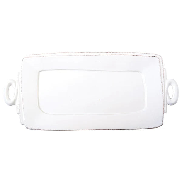 Vietri Lastra White Rectangle Platter with Handles